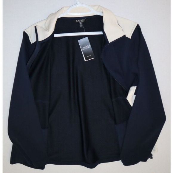 Lauren Ralph Lauren Women's Plus Sz 3X Navy Cotton-Blend Full Zip Jacket $110 - Picture 6 of 7
